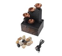 WGFOIP Fontana decorativa da tavolo USB con LED, design moderno con ciottoli, piccola dimensione per casa, ufficio o soggiorno, luce integrata, imballaggio singolo