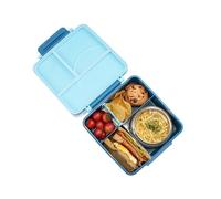 WGFOIP Lunch Box in Acciaio Inox, Multi Scomparto in Silicone (Blu) | Materiali per uso alimentare, adatti al microonde, design portatile, facili da pulire, per bambini e adulti