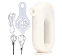 WGFOIP Miscelatore a Mano Elettrica USB Ricaricabile Ricaricabile a 4 velocità Il Latte Regolabile con Uova Portatile con Batteria da 1200 MAh per la Cottura da Domestica (Bianco)