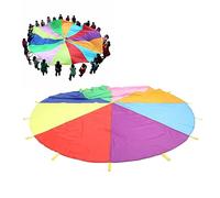 WGFOIP Paracadute Arcobaleno per Bambini da 3 Metri, Paracadute da Gioco per Bambini dagli 8 Ai 12 Anni, Ombrello per L'allenamento Sensoriale, Gioco di Gruppo e attività All'aper