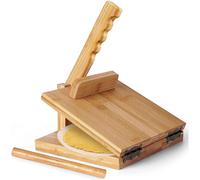 WGFOIP Pressa per Tortilla, pressa manuale in legno con perno metallico e mattarello, include 50 fogli di carta da forno per tortillas sottili, Pressa per Tortilla