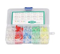 WGFOIP Set di Diodi Emettitori di Luce a LED da 300 Pezzi Prestazioni Stabili 5 Colori Kit Assortito di Circuiti LED da 3 Mm 5 Mm per Esperimenti Elettronici