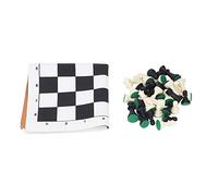 WGFOIP Set di Scacchi Internazionali Pezzi di Plastica Neri per Riunioni di Famiglia e Viaggi 32 Pezzi in Pelle PU 35 X 35 Cm