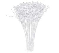 WGFOIP Steli di Perle, 100 Pezzi String Perle Bastoncini, Steli di Fiori di Perles Stringa di Perline Bouquet da Sposa Decorazioni per Feste per Decorazioni per Ghirlande di Feste (Bianco)