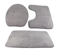 WGFOIP Tappeti da Bagno, 3 Pezzi Tappetino da Bagno Set Morbido Assorbente Non Slip Cuscinetto da Toilette con Cintura Elastica per Pavimento del Bagno Tappetini (Grigio)