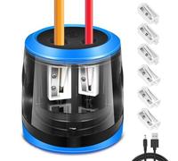 WGIDSKKI Temperamatite Elettrico, Tubazioni con Contenitore Elettricamente, Batteria Sharpener e USB Due Moda con 6 Lame e 1 Pennello, 2 Dimensioni di Matite Per Bambini (Circolare)