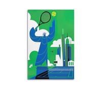 WGJYMX Poster decorativo da parete con immagine della dea dello sport del tennis con sfondo della città, poster da parete su tela e decorazione moderna per la camera da letto per la famiglia (40 x 60