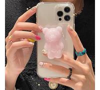 WGOUT 3D Corea Cartoon Bear Ring Holder Stand Custodia morbida trasparente per iPhone 13 12 11 Pro Max MiNi XR X XS 7 8 plus SE Cover, E, per iPhone 13