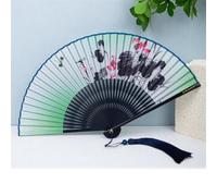 WGQDQDBY Ventaglio Pieghevole Tradizionale Cinese - Regalo Ventaglio Classico per Danza Estiva per Donne-Green1