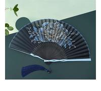 WGQDQDBY Ventaglio Stile Cinese - Ventaglio Pieghevole Donna con Fiori per Danza Estiva-Blue