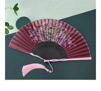 WGQDQDBY Ventaglio Stile Cinese - Ventaglio Pieghevole Donna con Fiori per Danza Estiva-Red