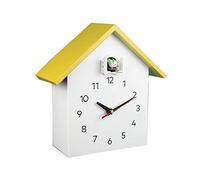Wgwioo Orologio A cucù, Orologio da Parete A cucù, Voci di Uccelli Naturali, Pendolo con Orologio di Design, Casa per Uccelli, Casa Soggiorno Cucina Decorazione Ufficio,Giallo