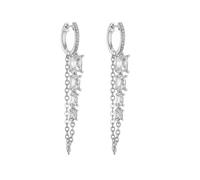 WGYYUANOU Trend Style Rettangolo Zircone Moda Nappa Orecchini a catena for le donne Regali di gioielli eleganti Gioielli quotidiani moderni(Silver white)