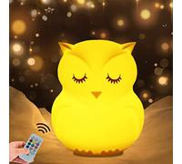 WHA&DARREN Gufo Luce notturna per bambini Lampada da comodino a LED Luce notturna in silicone l'allattamento al seno ricaricabile Luce notturna luminosità e colore regolabili touch luce