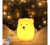 WHA&DARREN Orso luce notturna Luce notturna per bambini ricaricabile lampada da comodino a LED per bambini lampada per bambini in silicone per l'allattamento al seno lampada da tavolo