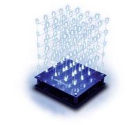 Whadda Kit didattico di saldatura e programmazione, cubo LED 3D, 125 LED blu, 5 x 5 x 5