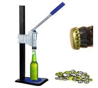 WhAeoy Macchina Manuale per Sigillare Tappi delle Bottiglie 26mm, Tappatrice per Tappi A Corona, Bottiglie Soda, Bottiglie Vetro con Cuscinetto Antiscivolo, Altezza Regolabile,Blue