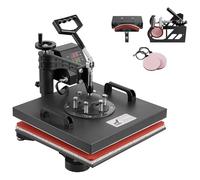WhAeoy Macchina per Pressa Caldo 5 in 1, 15" X 15" Sublimazione Digitale, Rotazione 360 Gradi, Trasferimento Calore Professionale, Macchina per Pressa Caldo Multifunzione per Magliette,Black