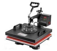 WhAeoy Macchina per Stampa Caldo 15 X 15 Pollici, 5 in 1 Macchina per Trasferimento Termico per Stampa Magliette con Rotazione 360°, Macchina per Stampa Magliette Digitale qualità Industriale,Black