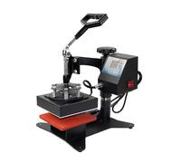 WhAeoy Mini Pressa Caldo 12X12Cm per Stampare Piccoli Motivi, Macchina per Trasferimento Termico Sublimazione Digitale Swing Away, Macchina per Trasferimento Termico Multifunzionale,Black