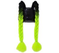 Whakano 2 Pezzi Casco Moto con Code Rimovibili, Coda di Cavallo Gradiente con Ventosa, Trecce per Casco Moto, Accessori per Casco, Treccia per Capelli, per Moto e Bici, Nero Verde