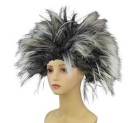 Whakano Rocker Punk Popstar Parrucca per adulti Wig,Wild anni '80 Parrucca da discoteca, testa esplosiva, capelli sintetici per carnevale, feste a tema, Halloween, Natale, cosplay, colore oro