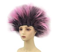Whakano Rocker Punk Popstar Parrucca per adulti Wig,Wild anni '80, testa esplosiva, capelli sintetici per carnevale, feste a tema, Halloween, Natale, cosplay, rosa