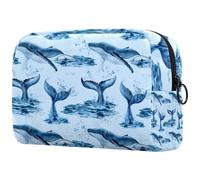Whale and Tail from Ocean, trousse da donna, per articoli da toeletta da viaggio, grande, pratica borsa organizer con cerniera, Multi, 18.5x7.5x13cm/7.3x3x5.1in, Beauty case
