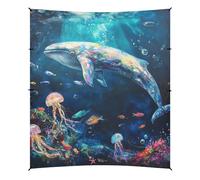 Whale Art Sea World, tenda da spiaggia impermeabile UPF50+, con sacchi di sabbia e pala per sabbia, per campeggio, picnic, cortile