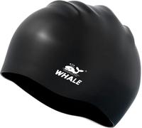 WHALE Cuffia da nuoto extra large per uomini e donne, in silicone resistente, con protezione per le orecchie, unisex per adulti, per capelli lunghi, spessi, ricci e trecce dreadlock, permanenti