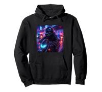 Whale Cyberpunk Rider Motociclista Synthwave Felpa con Cappuccio