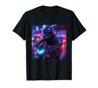 Whale Cyberpunk Rider Motociclista Synthwave Maglietta