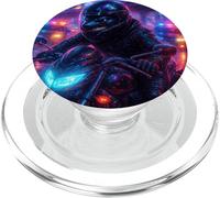 Whale Cyberpunk Rider Motociclista Synthwave PopSockets PopGrip per MagSafe