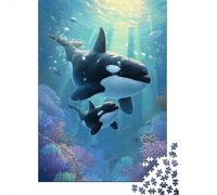 Whale Family in Coral Reef Puzzle Impossible 1000Pcs Decorazione Per La Casa. Rilassamento E Intelligence Per Adulti E Ragazzi Da 14 Anni 52x38cm/1000pcs