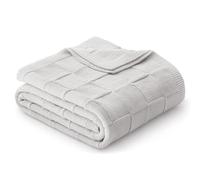 Whale Flotilla Coperta in Maglia per Divano, Coperta Plaid Decorativa Morbida per Letto, Calda, Leggera e Accogliente, 150 x 200 cm, Grigio Chiaro