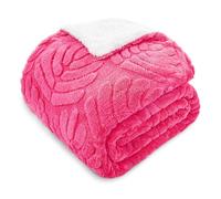 Whale Flotilla Coperta in pile Sherpa, per letto king size, reversibile, leggera, calda, in peluche, per l'inverno, ultra morbida, con motivo decorativo jacquard, 228 x 264 cm, rosa acceso