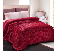Whale Flotilla Coperta Pile Con Motivo Chevron, Calda Coperta per Divano e Letto in Flanella Morbida, Accogliente e Leggera per Tutte le Stagioni, 150 x 200 cm, Rosso