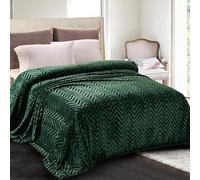 Whale Flotilla Coperta Pile Con Motivo Chevron, Calda Coperta per Divano e Letto in Flanella Morbida, Accogliente e Leggera per Tutte le Stagioni, 230 x 270 cm, Verde Scuro
