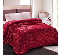 Whale Flotilla Coperta Pile Con Motivo Chevron, Calda Coperta per Divano e Letto in Flanella Morbida, Accogliente e Leggera per Tutte le Stagioni, 230 x 270 cm, Rosso