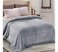 Whale Flotilla Coperta Pile Con Motivo Chevron, Calda Coperta per Divano e Letto in Flanella Morbida, Accogliente e Leggera per Tutte le Stagioni, 150 x 200 cm, Grigio Argento