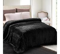 Whale Flotilla Coperta Pile Con Motivo Chevron, Calda Coperta per Divano e Letto in Flanella Morbida, Accogliente e Leggera per Tutte le Stagioni, 230 x 270 cm, Nero