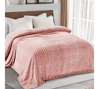 Whale Flotilla Coperta Pile Con Motivo Chevron, Calda Coperta per Divano e Letto in Flanella Morbida, Accogliente e Leggera per Tutte le Stagioni, 150 x 200 cm, Rosa