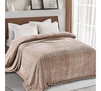 Whale Flotilla Coperta Pile Con Motivo Chevron, Calda Coperta per Divano e Letto in Flanella Morbida, Accogliente e Leggera per Tutte le Stagioni, 150 x 200 cm, Beige