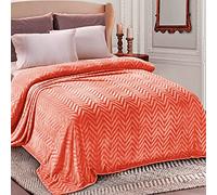 Whale Flotilla Coperta Pile Con Motivo Chevron, Calda Coperta per Divano e Letto in Flanella Morbida, Accogliente e Leggera per Tutte le Stagioni, 230 x 270 cm, Corallo