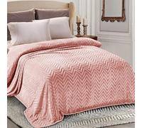 Whale Flotilla Coperta Pile Con Motivo Chevron, Calda Coperta per Divano e Letto in Flanella Morbida, Accogliente e Leggera per Tutte le Stagioni, 220 x 240 cm, Rosa