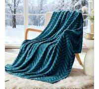 Whale Flotilla Coperta Pile Con Motivo Chevron, Calda Coperta per Divano e Letto in Flanella Morbida, Accogliente e Leggera per Tutte le Stagioni, 130 x 150 cm, Grigio Blu