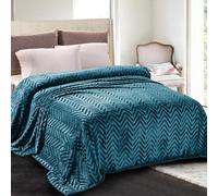 Whale Flotilla Coperta Pile Con Motivo Chevron, Calda Coperta per Divano e Letto in Flanella Morbida, Accogliente e Leggera per Tutte le Stagioni, 220 x 240 cm, Grigio Blu