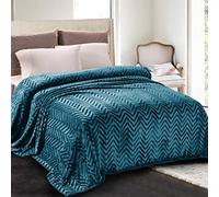 Whale Flotilla Coperta Pile Con Motivo Chevron, Calda Coperta per Divano e Letto in Flanella Morbida, Accogliente e Leggera per Tutte le Stagioni, 150 x 200 cm, Grigio Blu