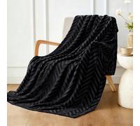 Whale Flotilla Coperta Pile Con Motivo Chevron, Calda Coperta per Divano e Letto in Flanella Morbida, Accogliente e Leggera per Tutte le Stagioni, 130 x 150 cm, Nero