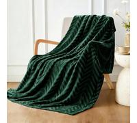 Whale Flotilla Coperta Pile Con Motivo Chevron, Calda Coperta per Divano e Letto in Flanella Morbida, Accogliente e Leggera per Tutte le Stagioni, 130 x 150 cm, Verde Scuro